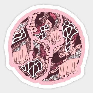 Pink and White Circle of Connection Sticker
